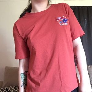 Scarlett red “Saturn” t-shirt